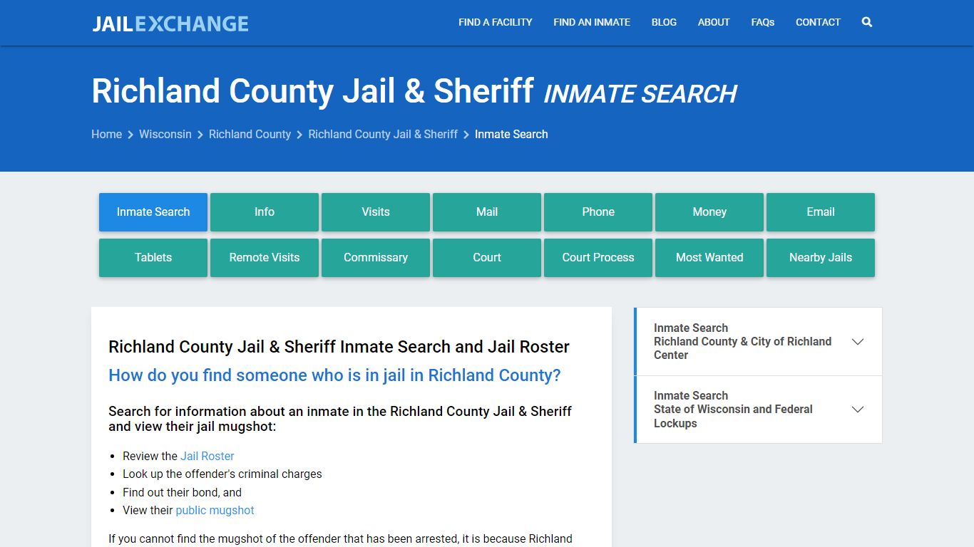 Richland County Jail & Sheriff Inmate Search - Jail Exchange